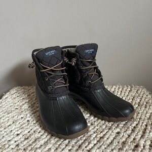 Sperry Black Quilted Waterproof Boots